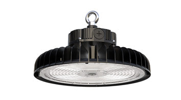 ASD LED UFO High Bay with Q-base 200/240/300W 120-277V 0-10V Dimmable 200lm/W 3000/4000/5000K with 4ft cord Black UL DLC Premium
