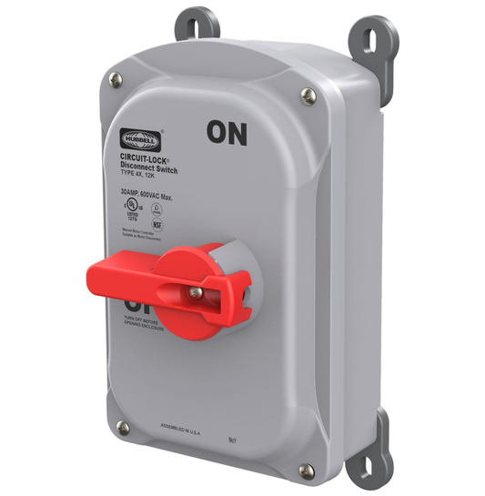 Hubbell - HBLDS30 - Industrial Grade, Motor Disconnect Switch, Unfused, 3 Pole, 30A 600V AC, IP69k, NEMA Type 4X, ( Each )