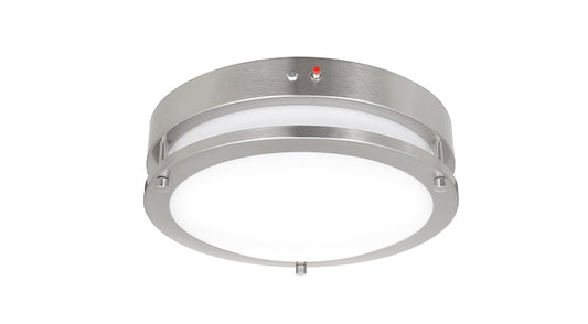 ASD LED Double Ring Flushmount 12inch 20W 120-277V Triac 3000/4000/5000K with Battery Back-up 12W Nickel ETL