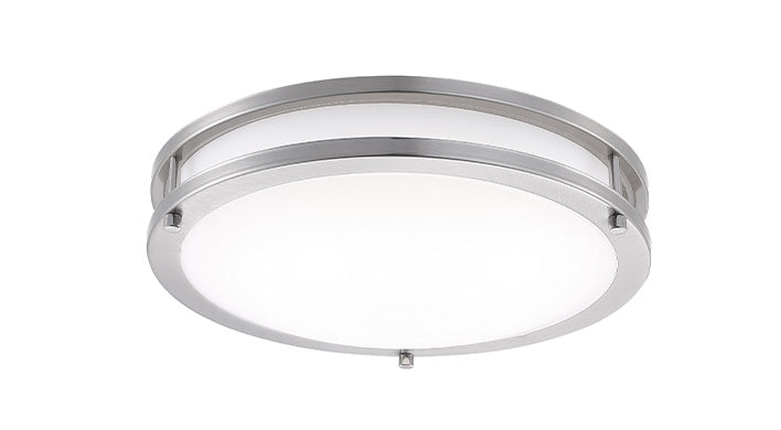 ASD LED Double Ring Flushmount 12inch 20W 120-277V Triac 3000/4000/5000K Nickel ETL