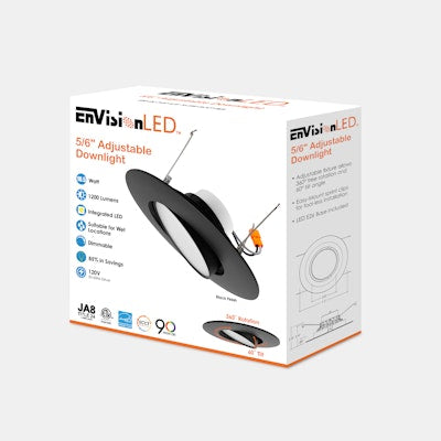 EnVision 5/6-in 16.5W LED Retrofit Downlight, Gimbal, 120V, Selectable CCT, BLK