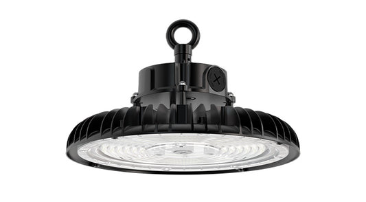 ASD LED UFO High Bay with Q-base 100/120/150W 120-277V 0-10V Dimmable 150lm/W 5000K Black UL DLC Premium