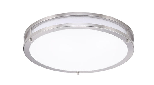 ASD LED Double Ring Flushmount 16inch 24W 120-277V Triac 3000/4000/5000K Nickel ETL