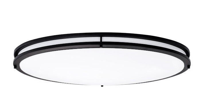 ASD LED Oval Double Ring Flushmount 32" 45W 120-277V Dimmable CCT Selectable 3000/4000/5000K Black ETL