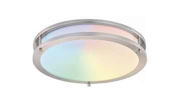 ASD LED Double Ring Flushmount 14inch 21W 120V 2700-6500K RGBW Smart App+RC Nickel ETL