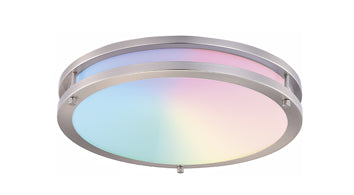 ASD LED Double Ring Flushmount 16inch 24W 120V 2700-6500K RGBW Smart App+RC Nickel ETL