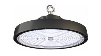 ASD LED UFO High Bay with Q-base with adjustable 60/90/110° beam angle 150/200/240W 120-277V 0-10V Dimmable 170lm/W 3500/4000/5000K with 6,5ft cord Black UL DLC Premium