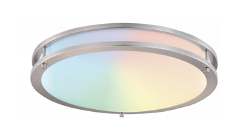 ASD LED Double Ring Flushmount 18inch 28W 120V 2700-6500K RGBW Smart App+RC Nickel ETL