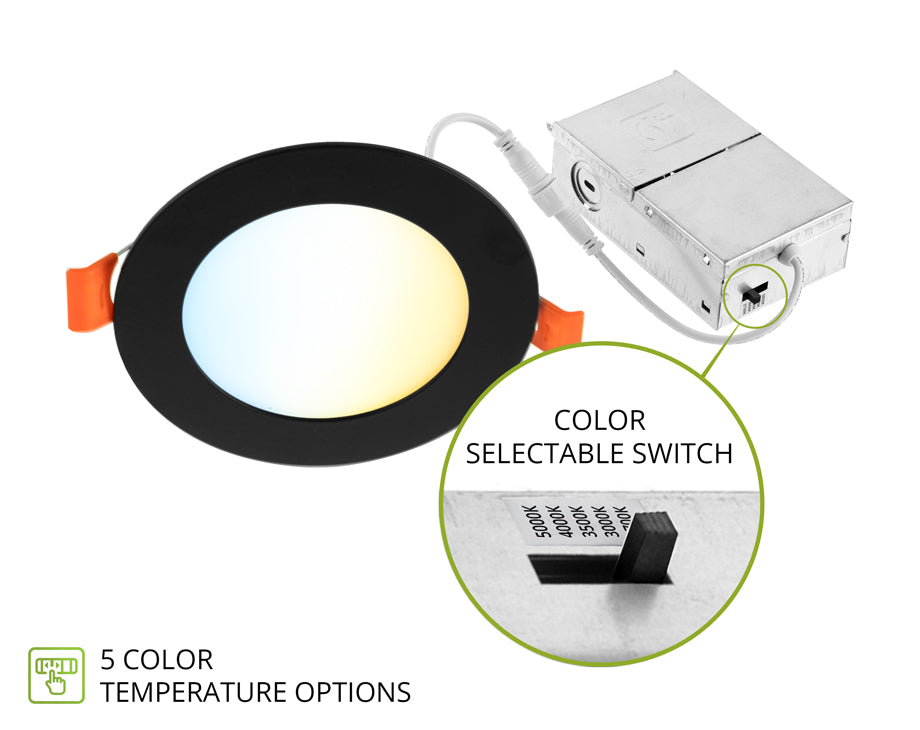 ASD LED Recessed Mini Panel Round 6inch 12W 120V Triac 2700/3000/3500/4000/5000K White UL Energy Star 12 pack
