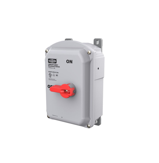 Hubbell - HBLDS60 - Industrial Grade, Motor Disconnect Switch, 3 Pole, 60A 600V AC, IP69k, NEMA Type 4X, 12 Non-Metallic Sloped Top Enclosure, ( Each )