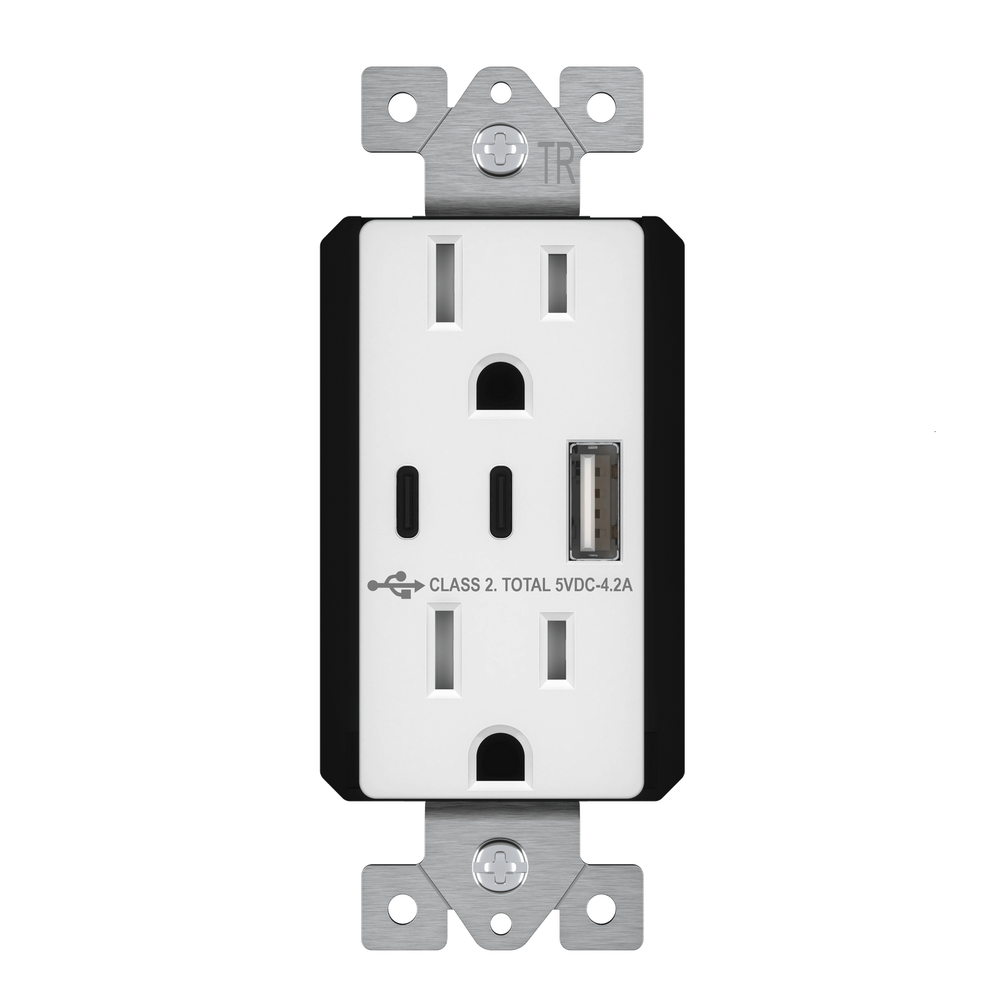 USB A and Dual USB-C Outlet, Tamper-Resistant 15A Duplex Receptacles