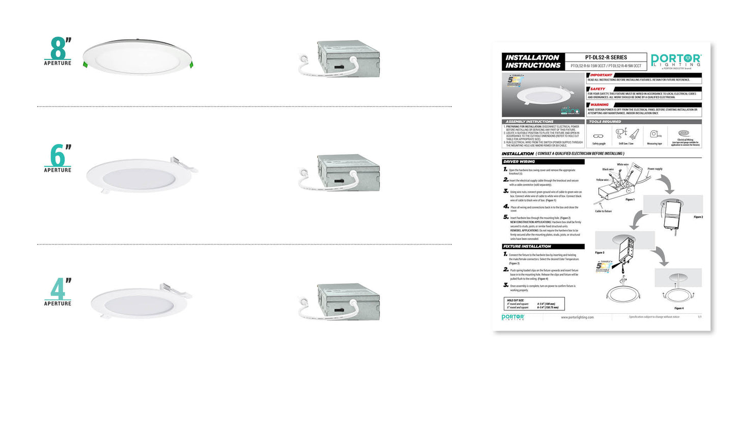 PORTOR LIGHTING 6 inch Round LED Slim Recessed Downlight with Multiple 5CCT