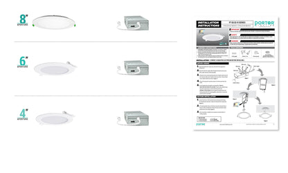 PORTOR LIGHTING 6 inch Round LED Slim Recessed Downlight with Multiple 5CCT