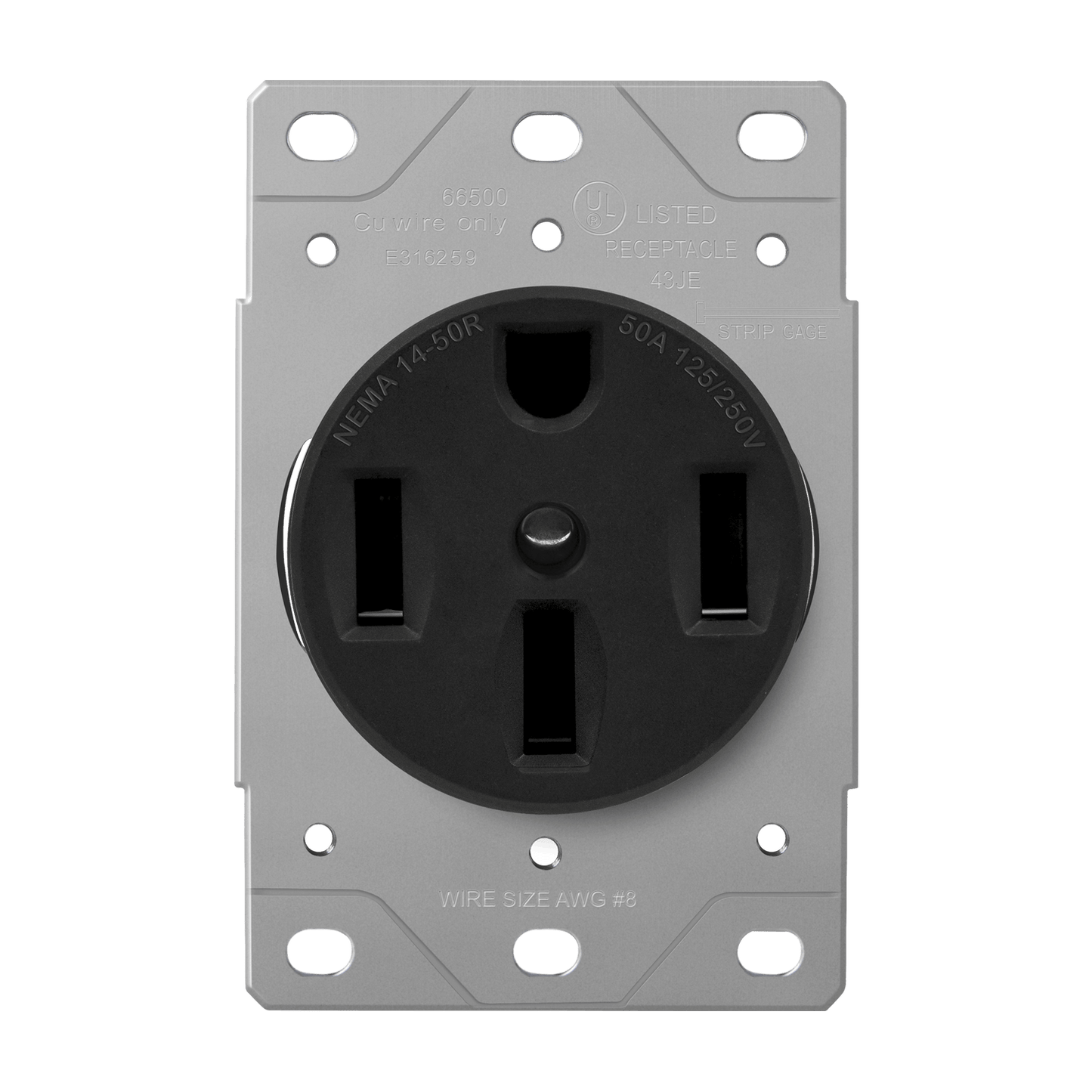 Industrial Grade Flush Mount Receptacle, 50A, 14-50R