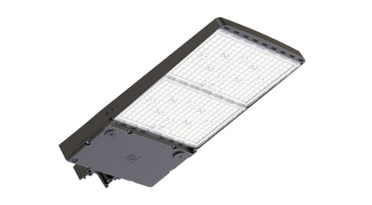 ASD LED Area Light with Q-base 300/400/500W 200-480V 0-10V Dimmable 170Lm/W 3000/4000/5000K with Photocell Bronze UL DLC Premium