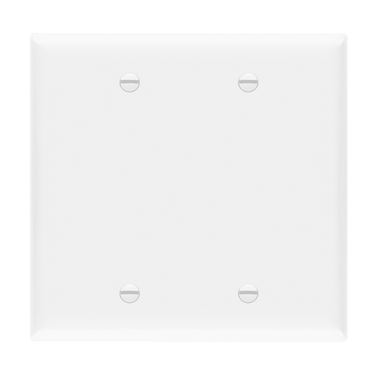 Blank Cover Two-Gang Wall Plate, Mid-Size/ 8802M-W