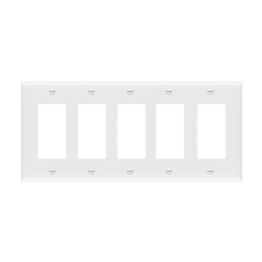 Decorator/GFCI Five-Gang Wall Plate, Mid-Size