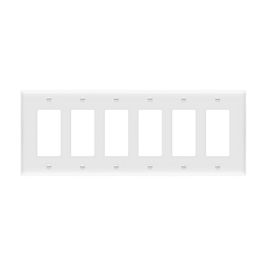 Decorator/GFCI Six-Gang Wall Plate, Mid-Size