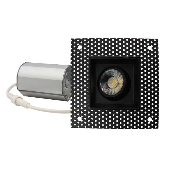 ASD LED Trimless Downlight Gimbal Square 2inch 8W 120V Triac 2700/3000/3500/4000/5000K Black ETL