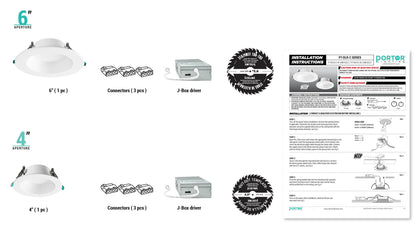 PORTOR LIGHTING 6” Can-Less Downlight with Remote J-Box and CCT Selector