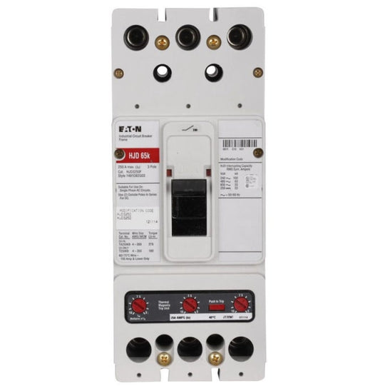 Eaton Electrical - JD3250KW - Eaton Series C molded case switch, Series C, J-frame molded case circuit breaker, High magnetic molded case switch, 250 A, Three-pole, Without terminals, Non-interchangeable thermal magnetic trip, JD breaker
