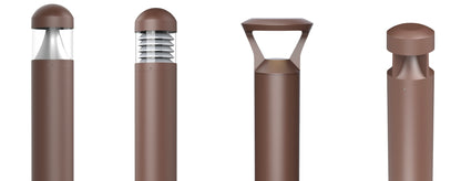 PORTOR LIGHTING Architectural Round Dome-top Louvre Style Bollard with CCT and Wattage Selector