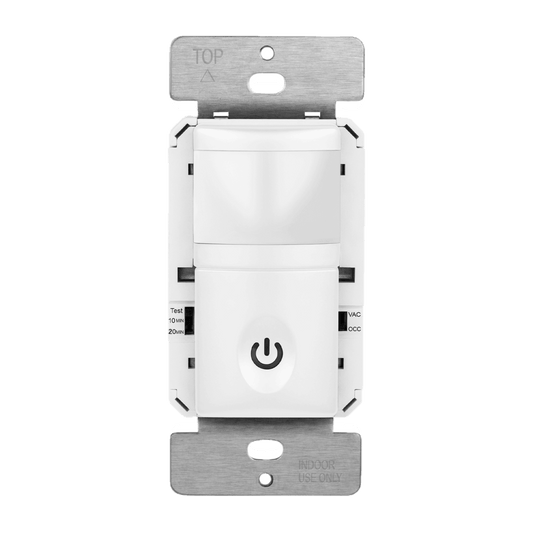 180° PIR Occupancy/Vacancy Motion Sensor Wall Switch, Neutral Wire Required, Single Pole