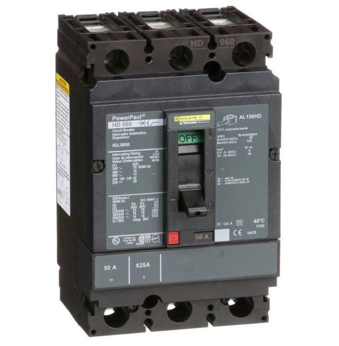 Square D HDL36050 3 Pole Circuit Breaker