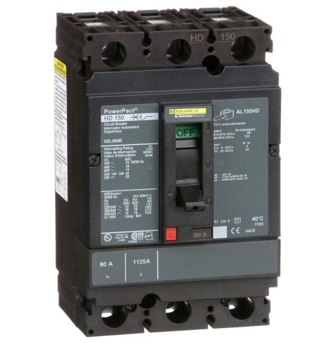 Square D HDL36080 3 Pole Circuit Breaker