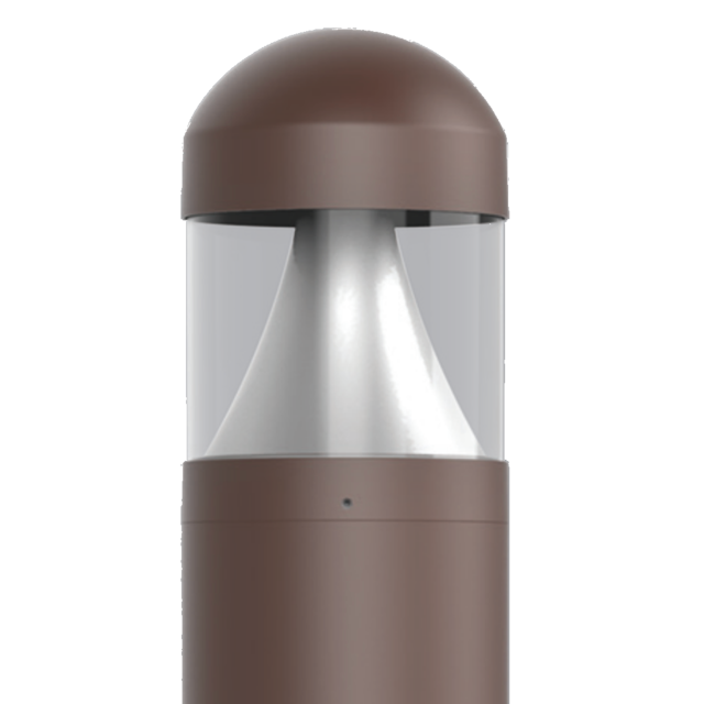 PORTOR LIGHTING Architectural Round Dome-top Cone Style Bollard with CCT and Wattage Selector