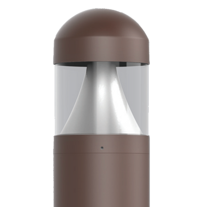 PORTOR LIGHTING Architectural Round Dome-top Cone Style Bollard with CCT and Wattage Selector