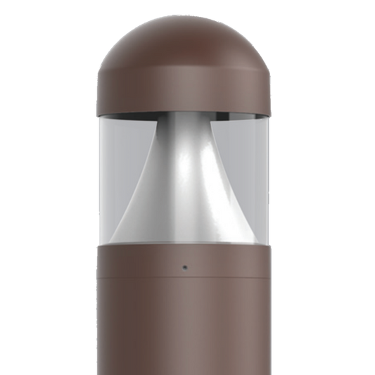 PORTOR LIGHTING Architectural Round Dome-top Cone Style Bollard with CCT and Wattage Selector