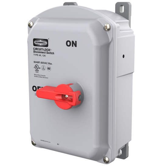 Hubbell - HBLDS100 - Industrial Grade, Motor Disconnect Switch, Unfused, 3 Pole, 100A 600V AC, Screw Terminals, IP69k, NEMA Type 4X, ( Each )