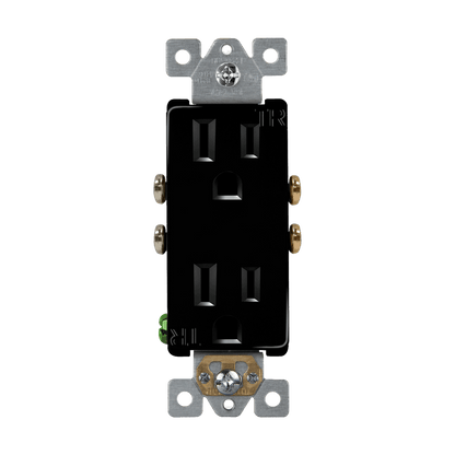 Residential Grade 15A Decorator Style Self-Grounding Tamper-Resistant Duplex Receptacle