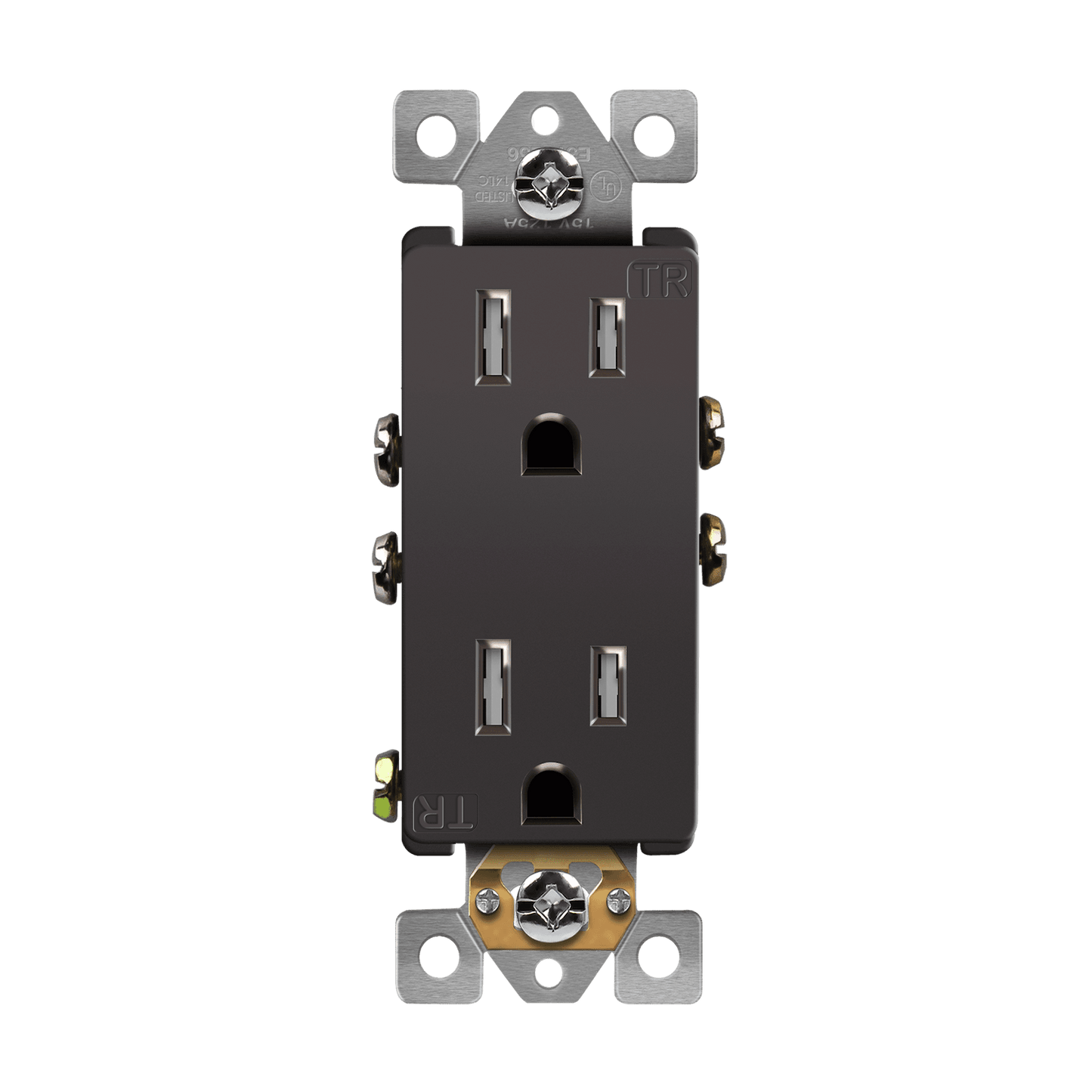 Residential Grade 15A Decorator Style Self-Grounding Tamper-Resistant Duplex Receptacle