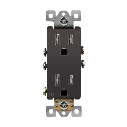 Residential Grade 15A Decorator Style Self-Grounding Tamper-Resistant Duplex Receptacle