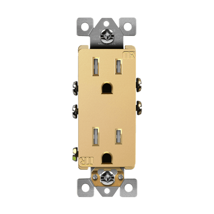 Residential Grade 15A Decorator Style Self-Grounding Tamper-Resistant Duplex Receptacle