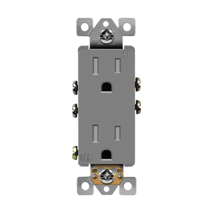 Residential Grade 15A Decorator Style Self-Grounding Tamper-Resistant Duplex Receptacle