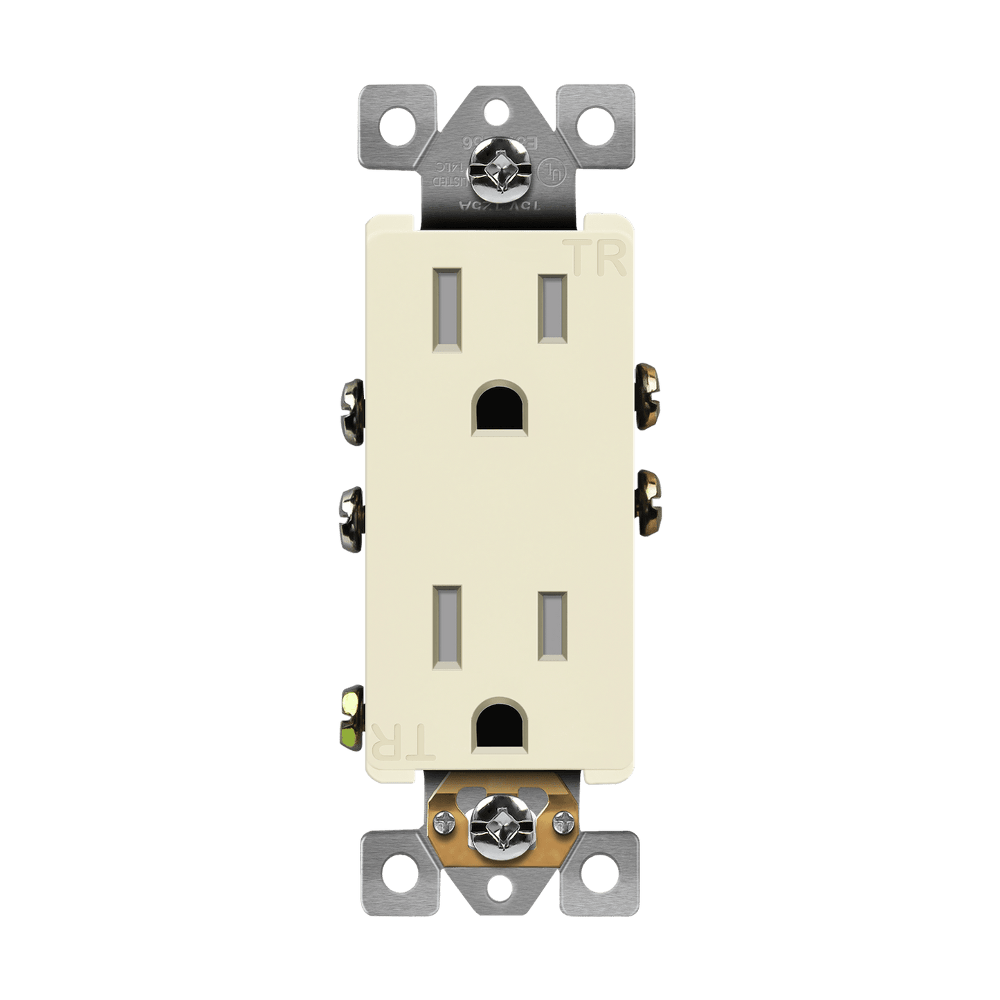 Residential Grade 15A Decorator Style Self-Grounding Tamper-Resistant Duplex Receptacle