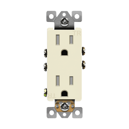 Residential Grade 15A Decorator Style Self-Grounding Tamper-Resistant Duplex Receptacle