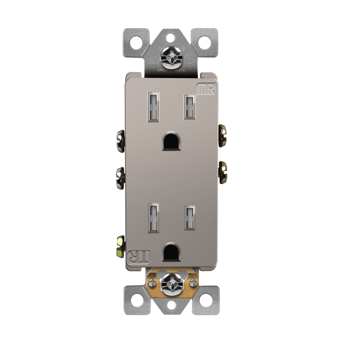 Residential Grade 15A Decorator Style Self-Grounding Tamper-Resistant Duplex Receptacle