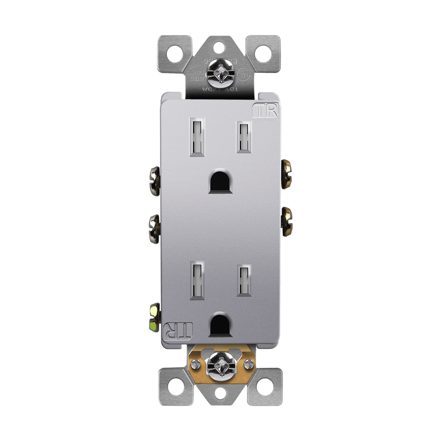 Residential Grade 15A Decorator Style Self-Grounding Tamper-Resistant Duplex Receptacle