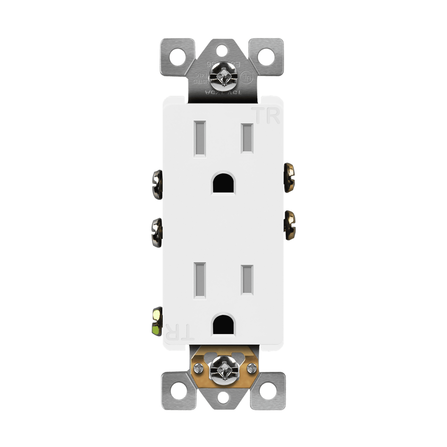 Residential Grade 15A Decorator Style Self-Grounding Tamper-Resistant Duplex Receptacle