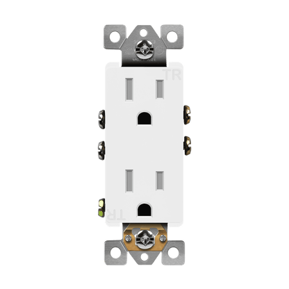 Residential Grade 15A Decorator Style Self-Grounding Tamper-Resistant Duplex Receptacle