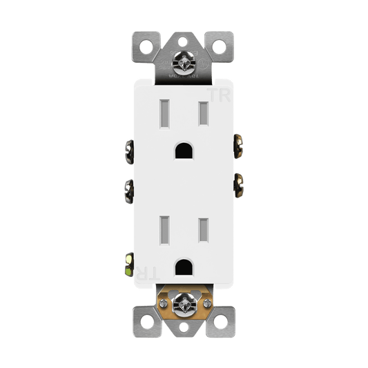 Residential Grade 15A Decorator Style Self-Grounding Tamper-Resistant Duplex Receptacle