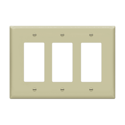 Decorator/GFCI Three-Gang Wall Plate, Mid-Size