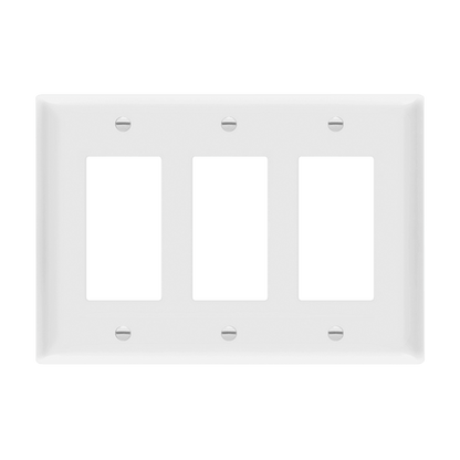 Decorator/GFCI Three-Gang Wall Plate, Mid-Size