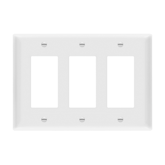 Decorator/GFCI Three-Gang Wall Plate, Mid-Size