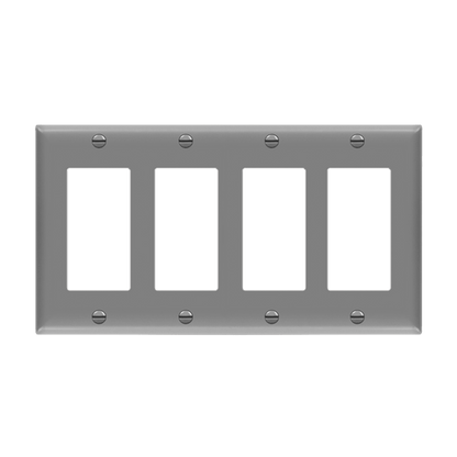 Decorator/GFCI Four-Gang Wall Plate, Mid-Size