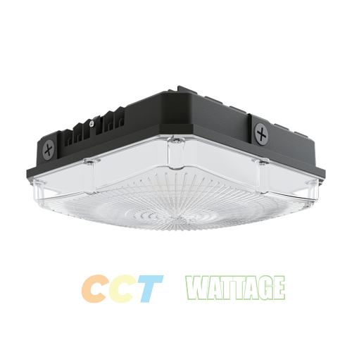 PORTOR LIGHTING LED Square Canopy Luminaire with Wattage and CCT Selector